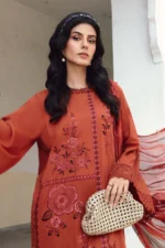 M.Prints Fall Edit MPT-2701-B – Rust Cambric Salwar Kameez & Dupatta, perfect for casual or office wear.