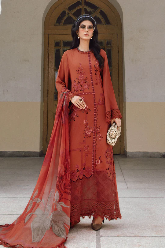 M.Prints Fall Edit MPT-2701-B – Rust Cambric Salwar Kameez & Dupatta, perfect for casual or office wear.