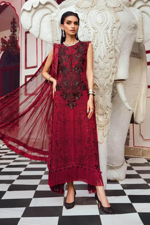 M.Prints Fall Edit MPT-2702-A – Beige & Black Linen Salwar Kameez & Dupatta, perfect for casual or office wear.