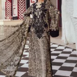 Maria B M.Prints Fall Edit 2025 embroidered linen salwar kameez and dupatta in beige & black