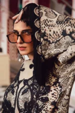 Maria B M.Prints Fall Edit 2025 embroidered linen salwar kameez and dupatta in beige & black