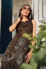 M.Prints Fall Edit MPT-2704-A embroidered cambric salwar kameez and dupatta in brown