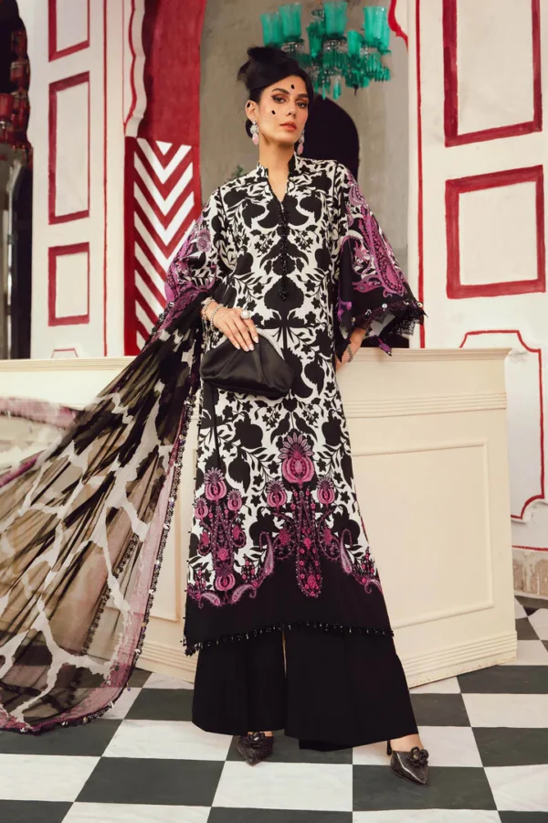 M.Prints Fall Edit MPT-2704-B embroidered cambric salwar kameez and dupatta in black