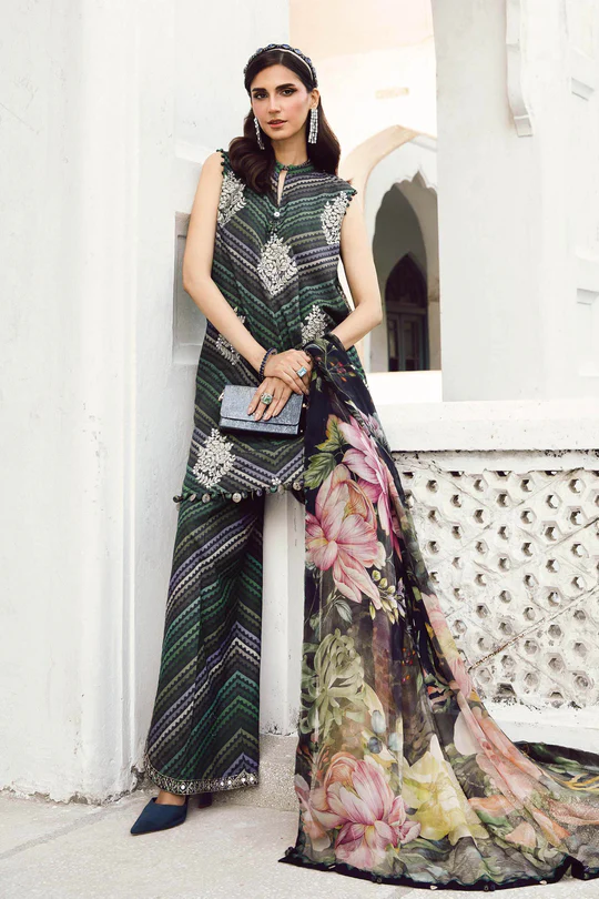 M.Prints Fall Edit MPT-2705-A embroidered cambric salwar kameez and dupatta in blue