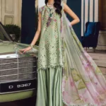 Maria B M.Prints Fall Edit MPT-2706-A embroidered cambric salwar kameez and dupatta in green