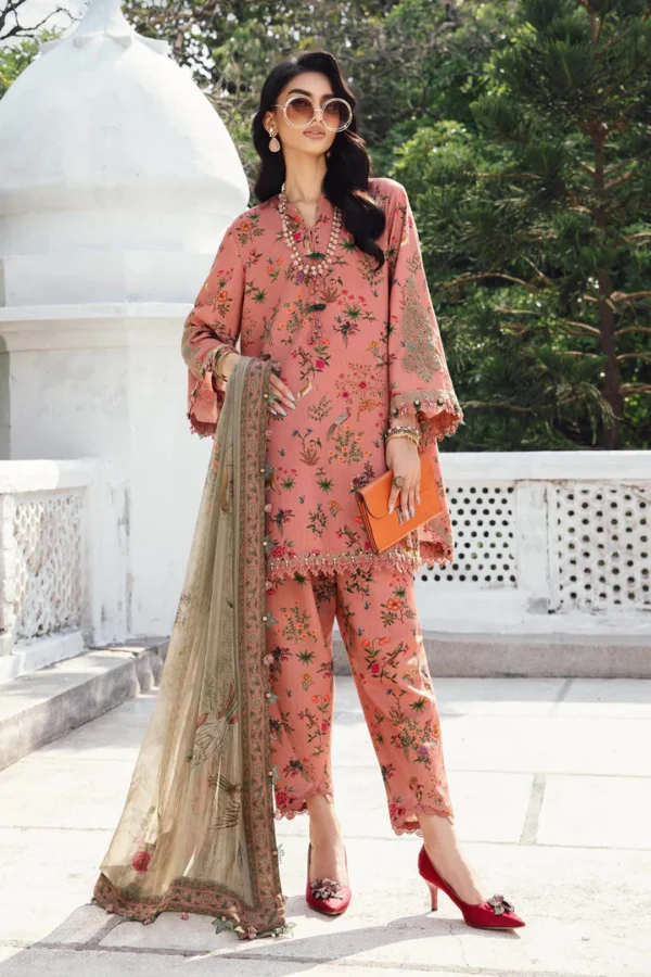 M.Prints Fall Edit MPT-2707-A embroidered linen salwar kameez and dupatta in peach
