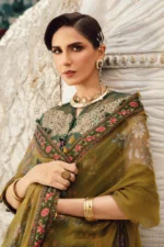 M.Prints Fall Edit MPT-2707-B embroidered linen salwar kameez and dupatta in peach