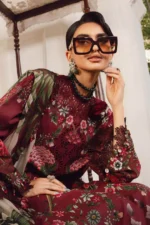 M.Prints Fall Edit MPT-2709-A embroidered cambric salwar kameez and dupatta in maroon