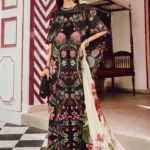 M.Prints Fall Edit MPT-2709-B embroidered cambric salwar kameez and dupatta in black