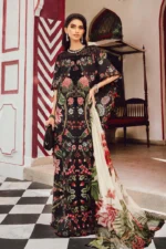 M.Prints Fall Edit MPT-2709-B embroidered cambric salwar kameez and dupatta in black