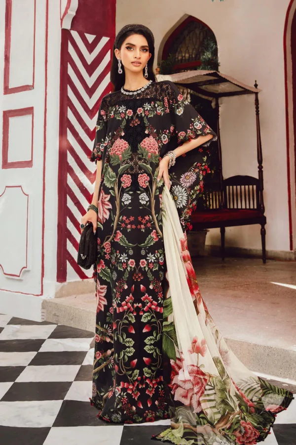 M.Prints Fall Edit MPT-2709-B embroidered cambric salwar kameez and dupatta in black