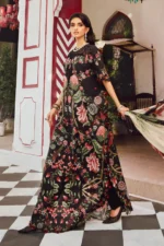 M.Prints Fall Edit MPT-2709-B embroidered cambric salwar kameez and dupatta in black