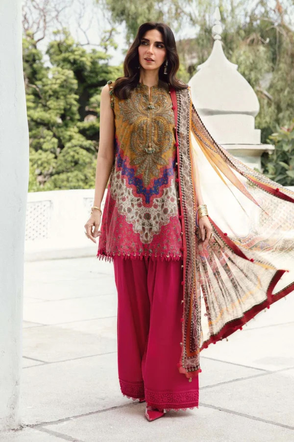 M.Prints Fall Edit MPT-2710-A embroidered cambric salwar kameez and dupatta in mustard
