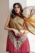 M.Prints Fall Edit MPT-2710-A embroidered cambric salwar kameez and dupatta in mustard