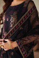 Zarif Zaneera Formals ZRF-ZPE-05 ASHAAL - Black Sequin-Embroidered Net Salwar Kameez for formal or party wear. dupatta laces