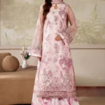 Zarif Zaneera Formals ZRF-ZPE-06 RAHMA - Pink Sequin-Embroidered Net Salwar Kameez, perfect for formal or party wear.