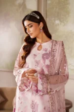 Zarif Zaneera Formals ZRF-ZPE-06 RAHMA - Pink Sequin-Embroidered Net Salwar Kameez, perfect for formal or party wear.