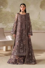 Zarif Zaneera Formals ZRF-ZPE-08 MAHVEER - Purple-Brown Sequin-Embroidered Net Salwar Kameez for formal or party wear.