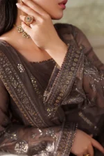 Zarif Zaneera Formals ZRF-ZPE-08 MAHVEER - Purple-Brown Sequin-Embroidered Net Salwar Kameez for formal or party wear.