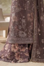 Zarif Zaneera Formals ZRF-ZPE-08 MAHVEER - Purple-Brown Sequin-Embroidered Net Salwar Kameez for formal or party wear.