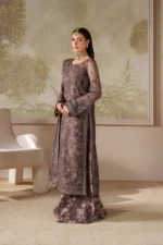 Zarif Zaneera Formals ZRF-ZPE-08 MAHVEER - Purple-Brown Sequin-Embroidered Net Salwar Kameez for formal or party wear.