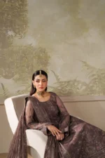 Zarif Zaneera Formals ZRF-ZPE-08 MAHVEER - Purple-Brown Sequin-Embroidered Net Salwar Kameez for formal or party wear.