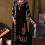 Charizma Signora Premium Velvet CVT5-01 unstitched luxury velvet suit with premium adda work, rich embroidery, and chiffon dupatta — buy now at Zee Collections UK.