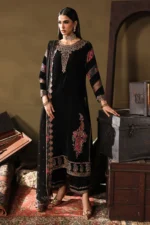 Charizma Signora Premium Velvet CVT5-01 unstitched luxury velvet suit with premium adda work, rich embroidery, and chiffon dupatta — buy now at Zee Collections UK.
