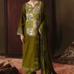 Charizma Signora Premium Velvet suit CVT5-02 unstitched luxury velvet suit with premium adda work embroidery and chiffon dupatta — available at Zee Collections UK.