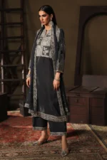 Charizma Signora Premium Velvet Suit CVT5-03 unstitched luxury velvet suit with adda work embroidery and chiffon dupatta — shop now at Zee Collections UK.