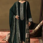 salwar kameez, Charizma Signora Premium Velvet Suit CVT5-05 unstitched luxury velvet suit with premium adda work embroidery and chiffon dupatta — shop now at Zee Collections UK.