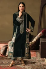 Charizma Signora Premium Velvet Suit CVT5-05 unstitched luxury velvet suit with premium adda work embroidery and chiffon dupatta — shop now at Zee Collections UK.