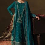 Pakistani Bridesmaid dresses, pakistani winter wedding guest dresses. Charizma Signora Premium Velvet Suit CVT5-07 unstitched luxury velvet suit with intricate adda work embroidery and chiffon dupatta — shop now at Zee Collections UK.
