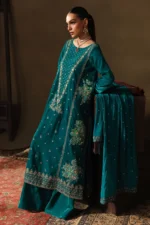 Charizma Signora Premium Velvet Suit CVT5-07 unstitched luxury velvet suit with intricate adda work embroidery and chiffon dupatta — shop now at Zee Collections UK.