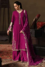 Charizma Signora Premium Velvet Suit CVT5-08 unstitched luxury velvet suit with intricate adda work embroidery and chiffon dupatta — shop now at Zee Collections UK. Pakistani Designer Formal Wear Dresses
