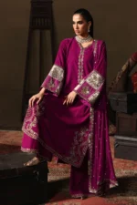 Charizma Signora Premium Velvet Suit CVT5-08 unstitched luxury velvet suit with intricate adda work embroidery and chiffon dupatta — shop now at Zee Collections UK.