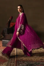 Charizma Signora Premium Velvet Suit CVT5-08 unstitched luxury velvet suit with intricate adda work embroidery and chiffon dupatta — shop now at Zee Collections UK.