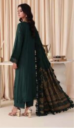 The elegant Dastaan By Riaz Arts | DS-04 showcases premium embroidered leather peach fabric paired with a jacquard shawl, ideal for winter styling in the UK. Perfect for everyday casual and office wear.
