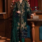 Maria B Winter Luxe 2025 WL-1302 — premium unstitched embroidered velvet & linen suit for winter weddings and festive occasions at Zee Collections UK.