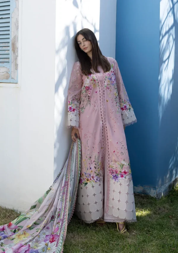 Elaf Santorini Unstitched Lawn Prints '26 - EPN-02 Angel, digital floral lawn suit with voile dupatta and cambric trouser
