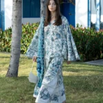 Elaf Unstitched Lawn Prints '26-EPN-05 SURREAL, soft blue floral digital lawn suit with voile dupatta and cambric trouser, full suit