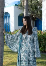 Elaf Unstitched Lawn Prints '26-EPN-05 SURREAL, soft blue floral digital lawn suit with voile dupatta and cambric trouser, sleeves and shirt design