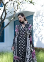Elaf Unstitched Lawn Prints '26 - EPN-1B POIS & HER, digital printed lawn suit with cambric trouser and voile dupatta, front shirt