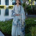 Elaf Unstitched Lawn Prints '26 - EPN-1a Ocean Petals, 3 piece digital printed lawn suit with voile dupatta and cambric trouser, front
