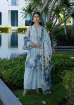 Elaf Unstitched Lawn Prints '26 - EPN-1a Ocean Petals, 3 piece digital printed lawn suit with voile dupatta and cambric trouser, front
