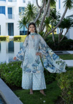 Elaf Unstitched Lawn Prints '26 - EPN-1a Ocean Petals, 3 piece digital printed lawn suit with voile dupatta and cambric trouser, full suit