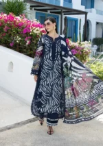 Elaf Unstitched Lawn Prints '26-EPN-3A STARRY NIGHT digital printed lawn suit with voile dupatta and cambric trouser, front full look