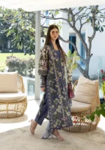 Elaf Unstitched Lawn Prints '26-EPN-6A BOO BERRY, floral digital lawn suit with cambric trouser and voile dupatta, airy and elegant, side look
