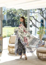 Elaf Unstitched Lawn Prints '26-EPN-6A BOO BERRY, floral digital lawn suit with cambric trouser and voile dupatta, airy and elegant, dupatta design