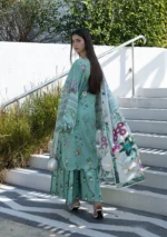 Elaf Unstitched Lawn Prints '26-EPN-7A TEAL ME, digital lawn suit with cambric trouser and airy dupatta, perfect summer wear, back side